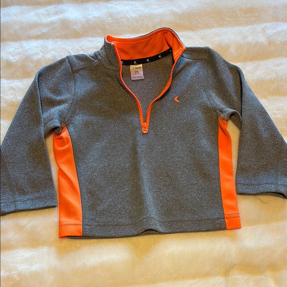 Kids Gray and Orange Quarter-Zip Top